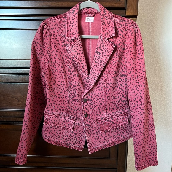 Wash Lab Jungle Denim Blazer -Size M Medium.  Red/Berry Color - Picture 11 of 13